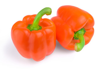 two bell pepper on a white background.