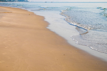 Beach brown sand beautiful natural in morning at Hua hin,Prachuap Khiri Khan,Thailand