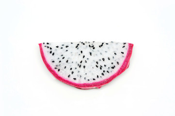 slice of dragon fruit on white background.