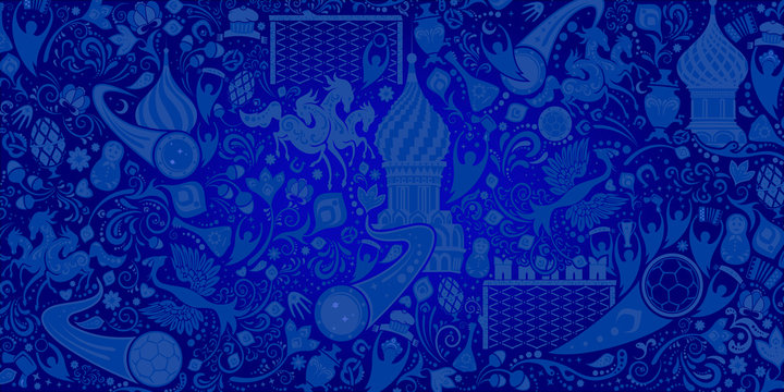 Russian background, pattern with modern and traditional elements