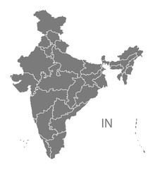 India Map grey