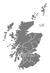 Scotland Map with regions grey