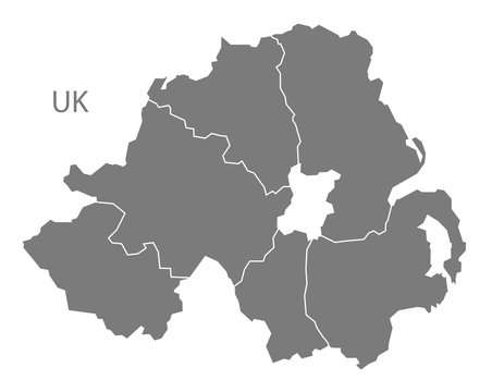 Northern Ireland Map With Counties Grey