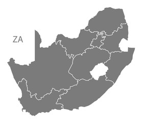 South Africa Map with provinces grey