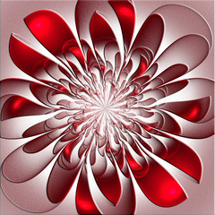 Obrazy  Piękny bujny fraktalny kwiat z wytłoczonym efektem. Grafika dla