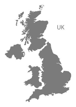 United Kingdom Map grey