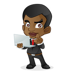 Black Business Man Holding Laptop