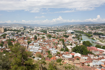 Fototapeta na wymiar Top view of Tbilisi