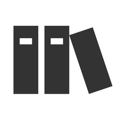 Books icon. Three books on a shelf. Simple flat logo of books on white background. Vector illustration.