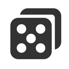 Dice icon. Simple flat logo of dice on white background. Vector illustration.