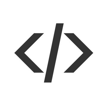 Coding icon. Sign of coding. Simple flat logo of code signs on white background. Vector illustration.