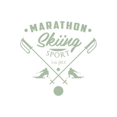Marathon Skiing Emblem Design