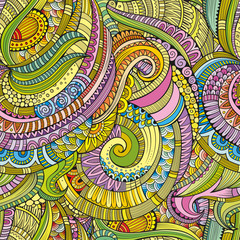 Abstract vector decorative hand drawn nature floral eamless pattern