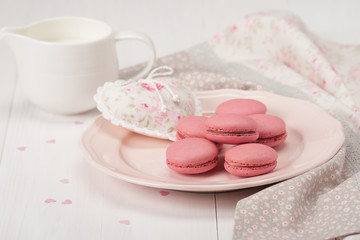 Macaroons Biscuits. Handmade Heart. Rustic Style