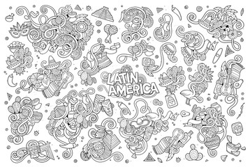 Sketchy vector hand drawn Doodle Latin American objects