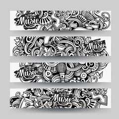 Graphics vector hand drawn sketchy trace Music Doodle banners