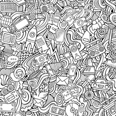 Cartoon vector hand-drawn Doodles on the subject of social media