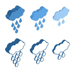 Cloud Isometric icon for Meteo applications. Weather rain.