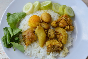 spicy chicken curry on plain rice