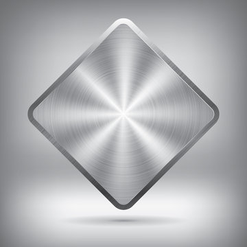 Metal button, vector metallic texture, rhombus element for you project design