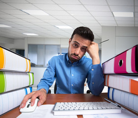 Man doing a boring job