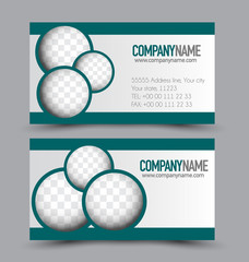 Business card design set template for company corporate style. Green color. Vector illustration.