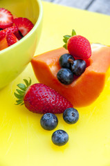Mixed fruit and oatmeal breakfast