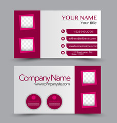 Naklejka premium Business card design set template for company corporate style. Pink and red color. Vector illustration.