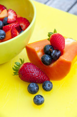 Mixed fruit and oatmeal breakfast