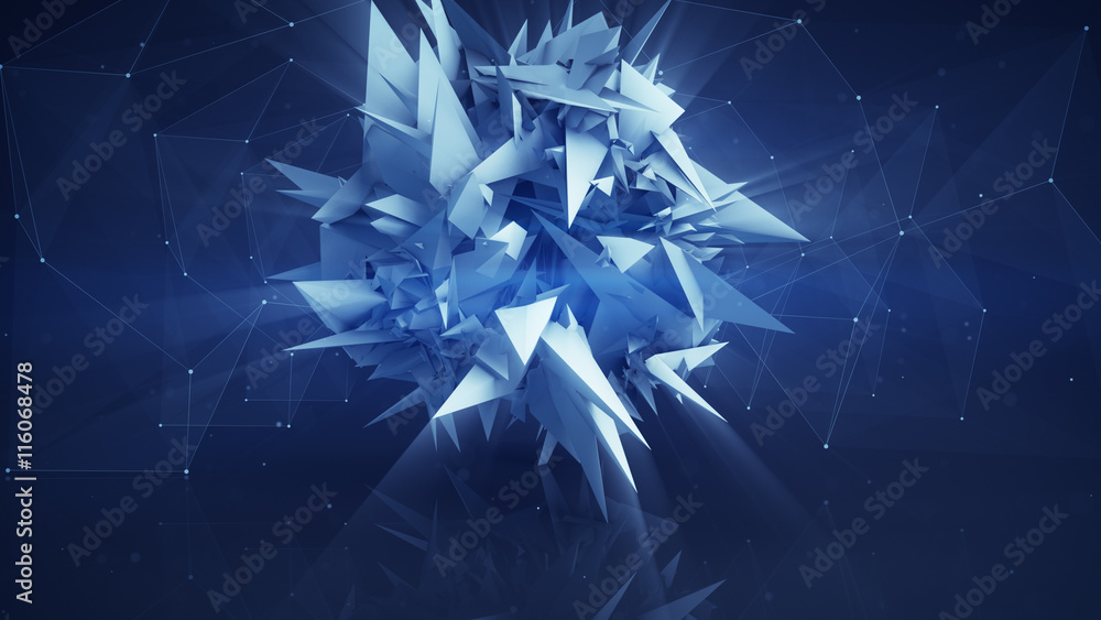 Poster polygonal network shape abstract 3d render