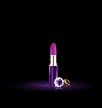 Purple Lipstick And Crystals