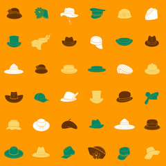 Seamless pattern with flat icons of headwear