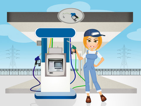 girl filling-station attendant