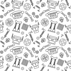 Vector seamless pattern with robot parts and details