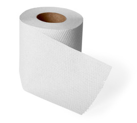 Roll toilet paper on white background
