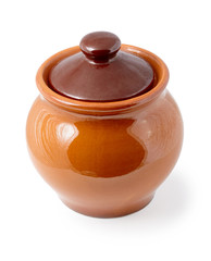Enameling ceramic pot on white background