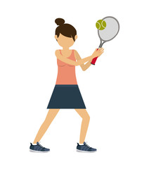 Obraz na płótnie Canvas female athlete practicing tennis isolated icon design, vector illustration graphic 