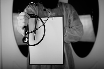 doctor stethoscope file black and white