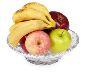 Crystal dish with apples and bananas