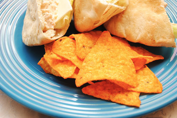 Cheesy Corn Chips Served as Part of a Healthy Lunch