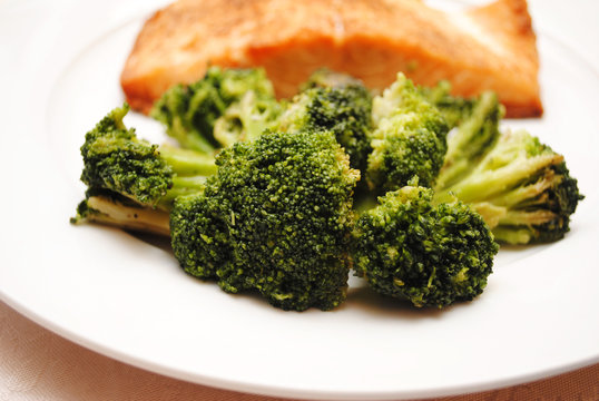 Broccoli  with a Side of Fresh Baked Salmon