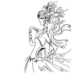 Wedding invitation with bride