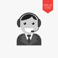 Customer support, service icon. Flat design gray color symbol. M