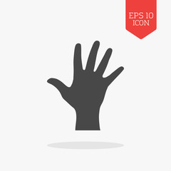 Hand, palm icon. Flat design gray color symbol. Modern UI web na