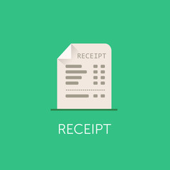 Vector Receipt Icon. The bill with total cost illustration. Flat style design.