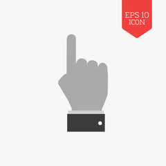 Hand with pointing finger icon. Flat design gray color symbol. M