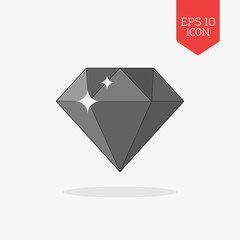 Diamond, gem icon. Flat design gray color symbol. Modern UI web