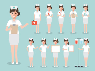 Nurse, medical and hospital staff characters.