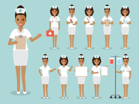 Nurse, medical and hospital staff characters.
