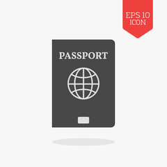 Passport icon. Flat design gray color symbol. Modern UI web navi